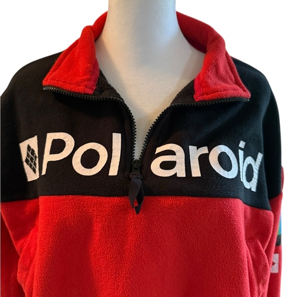 Polaroid Red and Black Half-Zip Fleece crop pullover Women’s size Medium - Picture 2 of 9